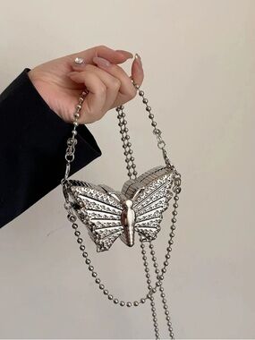 Silver Butterfly Rhinestone Clutch - Designer-Inspired